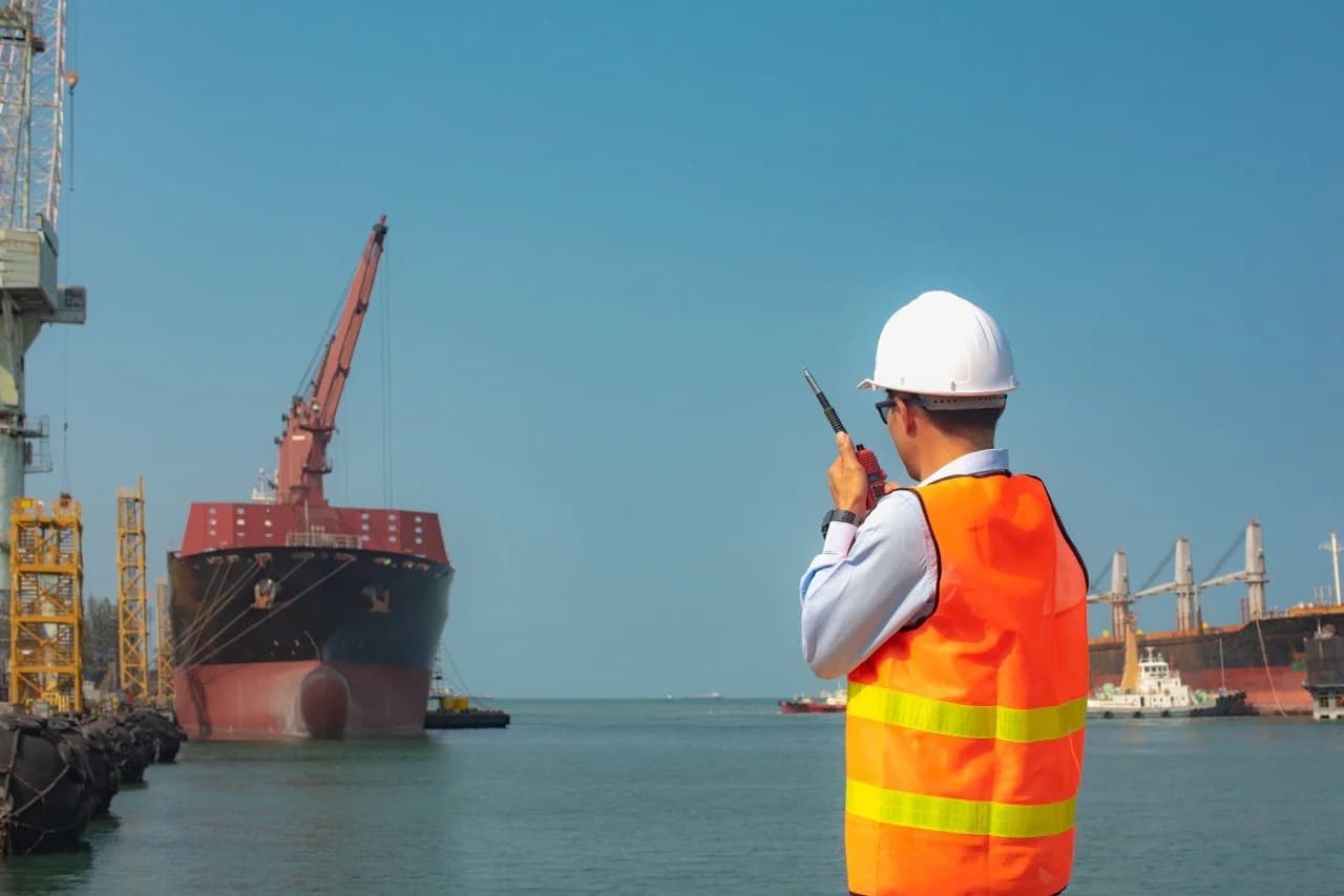 Seafarer talking on port
